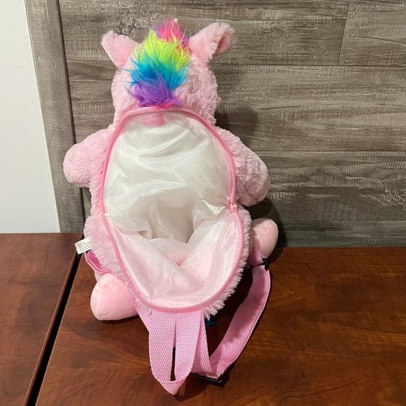 Unicorn Pink Plush Backpack 16” with straps - Picture 3 of 3